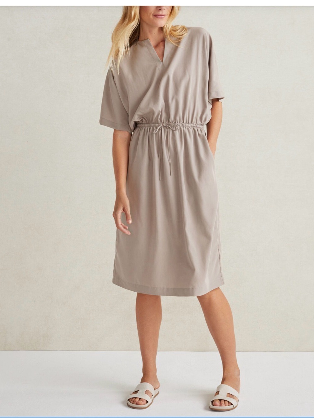 HAVEN Well Within Modal Dolman Dress Sz XS Mushroom Color Pockets  Drawstring